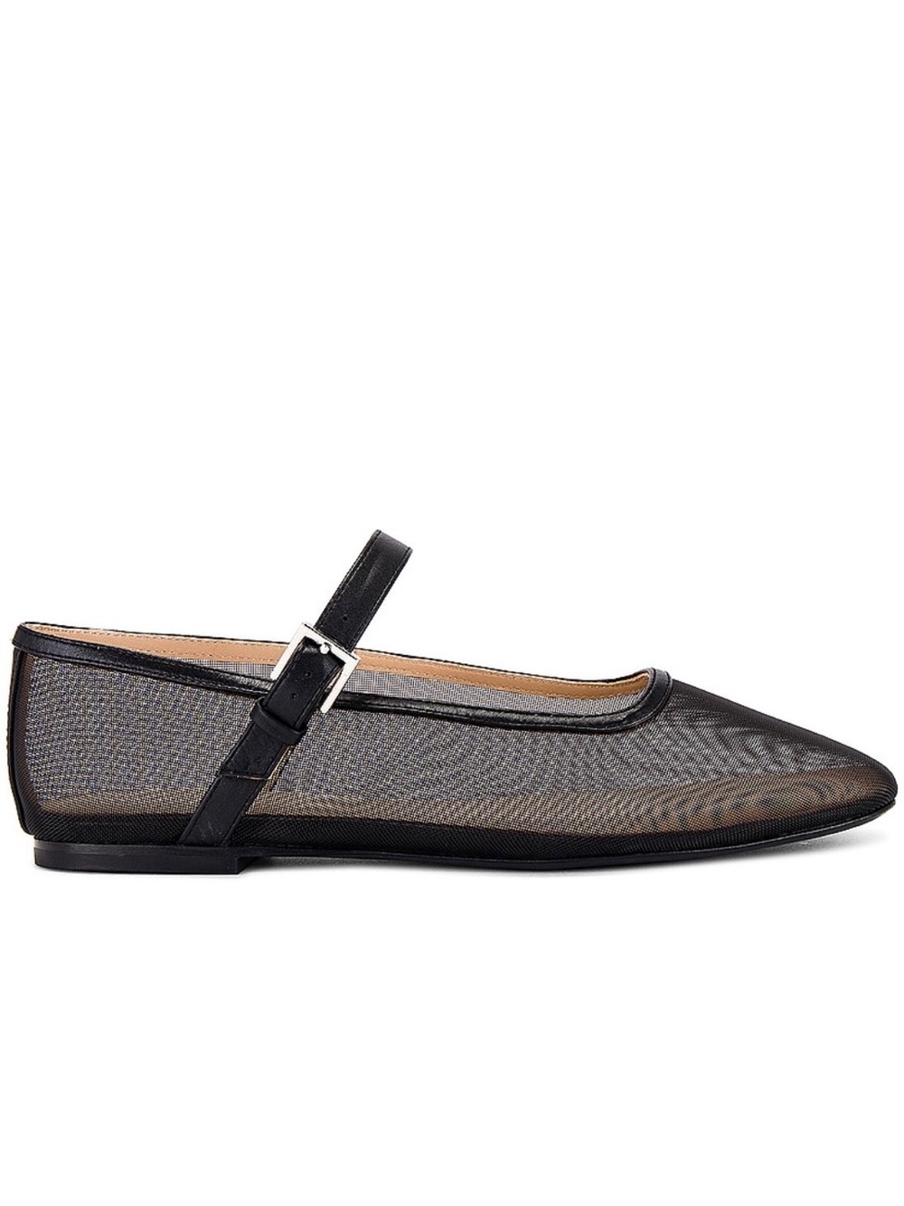 RAYE Revolve Lin Black Sheer Mesh Mary Jane Square Toe Flat Shoes Women’s Size 7